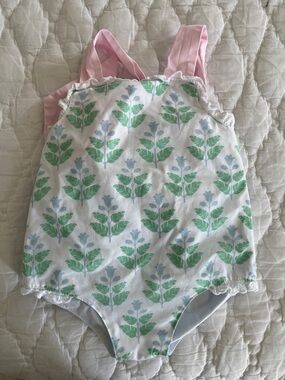 Girls Floral Print Sun Suit in Pink and Green